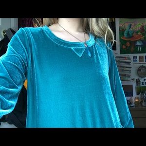 Aqua colored velour sweater top